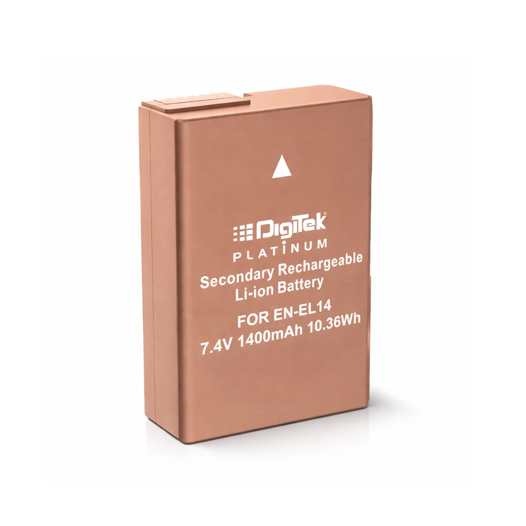 Digitek (ENEL14 Platinum) 1400 mAh Secondary Rechargeable Battery Packs for Digital Camera . Compatiable With Nikon D3100 D3200 D3300 D3400 D3500 D5100 D5200 D5300 D5500 D5600 & COOLPIX P7000 P7100 P7700 & P7800.