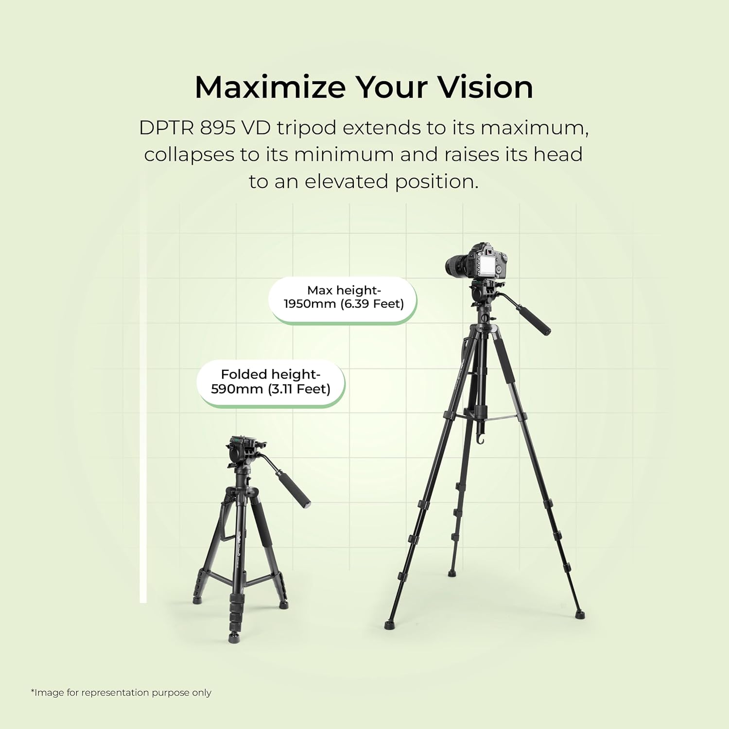 Digitek (DPTR 895VD) Professional Tripod CUM Monopod with Multipurpose Head for Low Level Shoot & Panning for Photography, Videography Suitable for DSLR, DV Camera, Binocular Max Height (6.39Feet) & Max Load 4 to 5 kg.