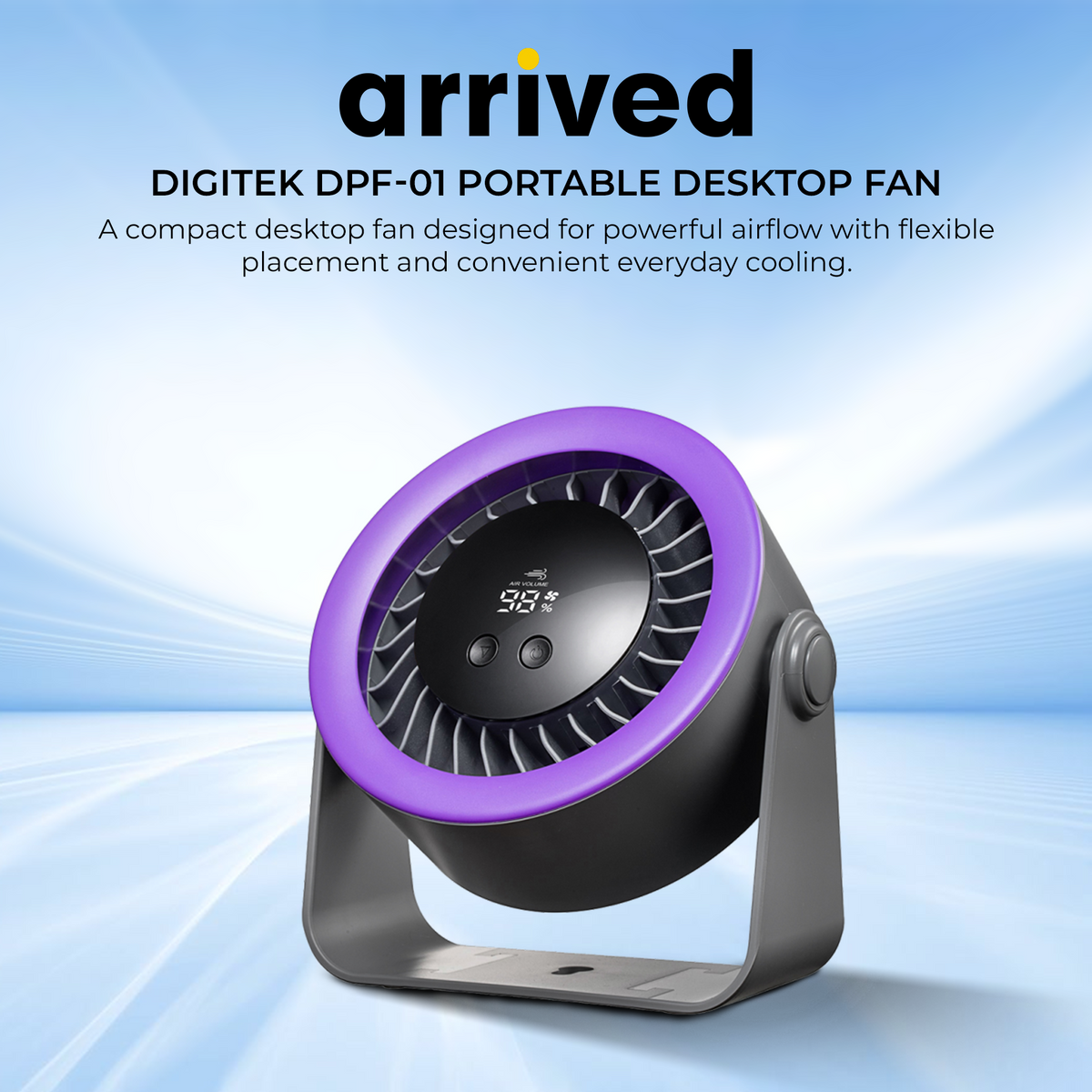 Digitek DPF-01 Portable Rechargeable Desk Fan, 5 Speed Levels, 360° Adjustable Airflow, 2000mAh Battery, Type-C Fast Charging, LED Battery Indicator, Compact USB Fan for Home, Office & Travel