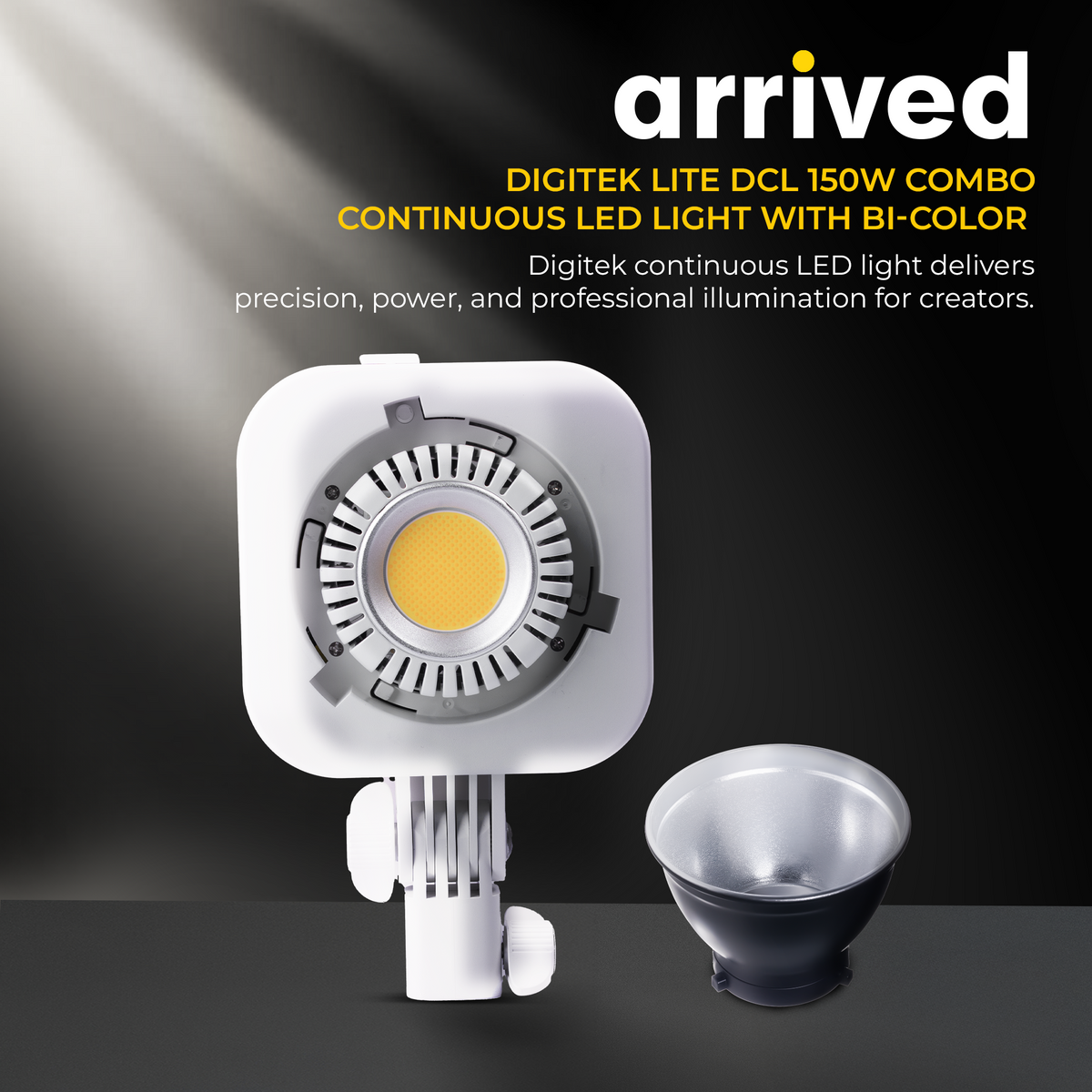 Digitek Lite DCL-150 W Combo Bi-Color COB LED Video Light, 150W Continuous Studio Light, 2700K-6500K, CRI 95+, Bowens Mount, App Control, Reflector for Photography, Videography & Live Streaming