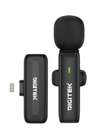 Digitek DWM-302 Wireless Microphone System for iPhone with Lightning Port, 2.4GHz Wireless Lavalier Mic, ENC Noise Reduction, Plug & Play, Up to 30m Range, 5 Hours Battery, Ideal for Vlogging, Live Streaming & Interviews