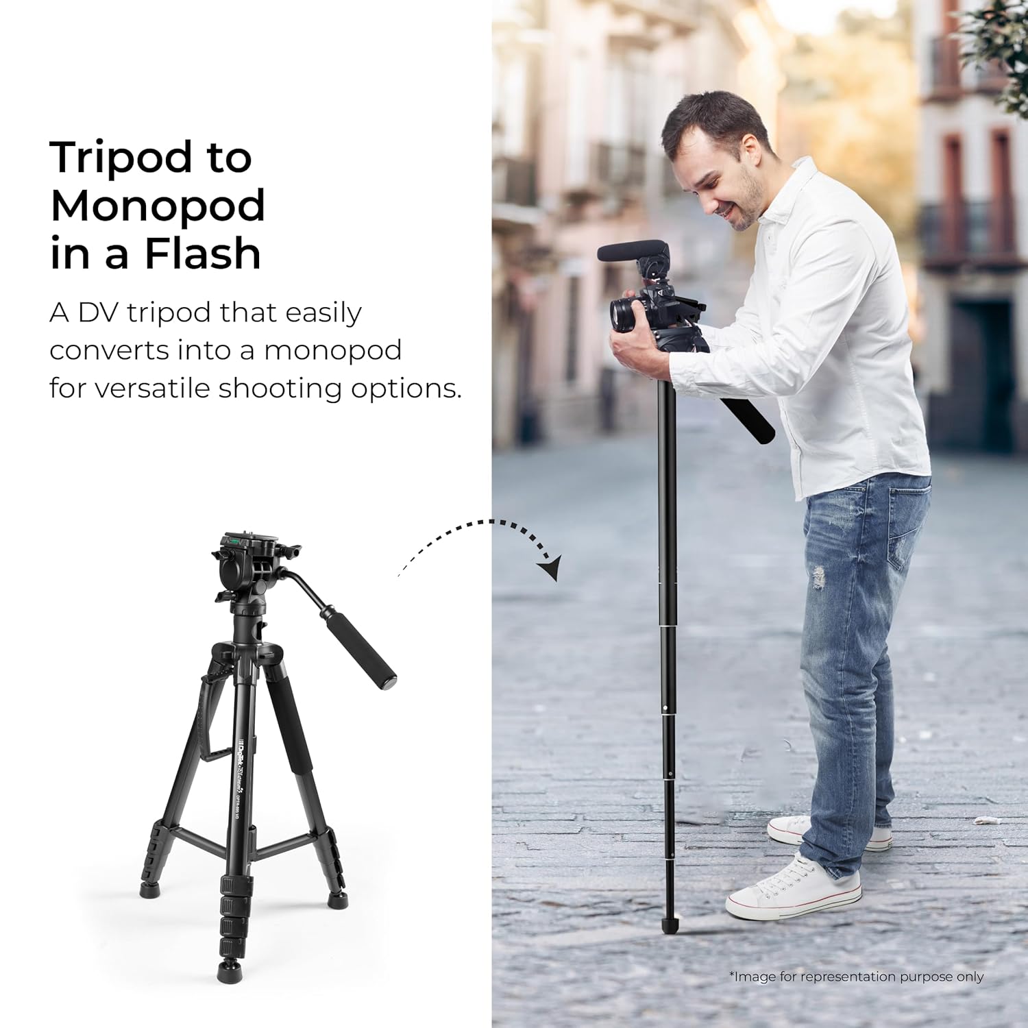 Digitek (DPTR 895VD) Professional Tripod CUM Monopod with Multipurpose Head for Low Level Shoot & Panning for Photography, Videography Suitable for DSLR, DV Camera, Binocular Max Height (6.39Feet) & Max Load 4 to 5 kg.
