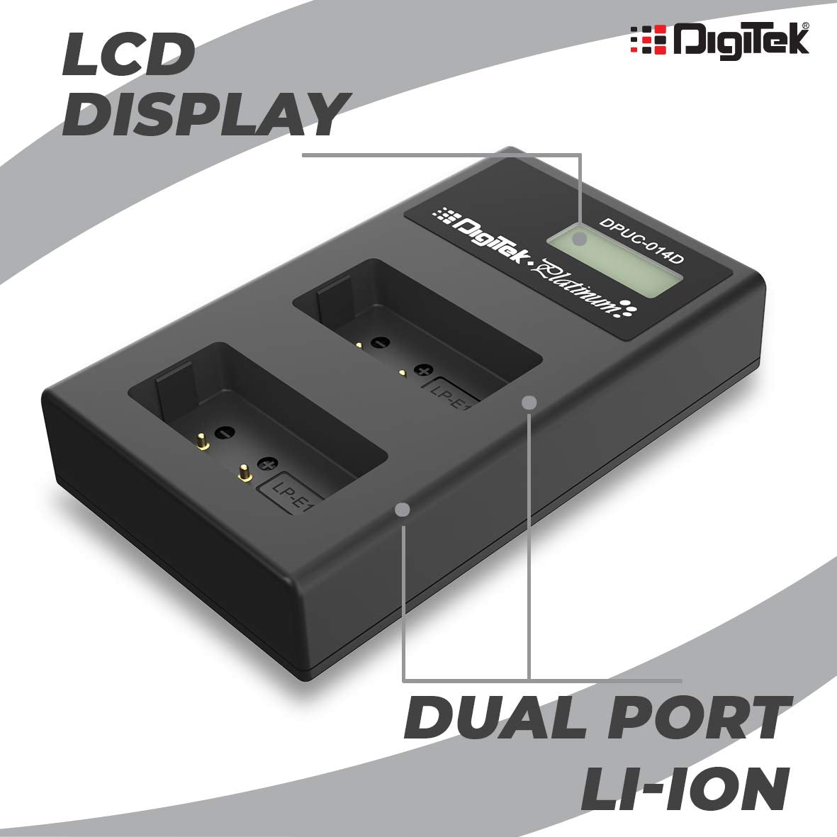 Digitek (DPUC-014 D E17) Platinum Dual Port Li-ion LCD Battery Charger with 2 Nos of 1250mAh Capacity LP E17 Li-ion Battery Combo Pack - Digitek