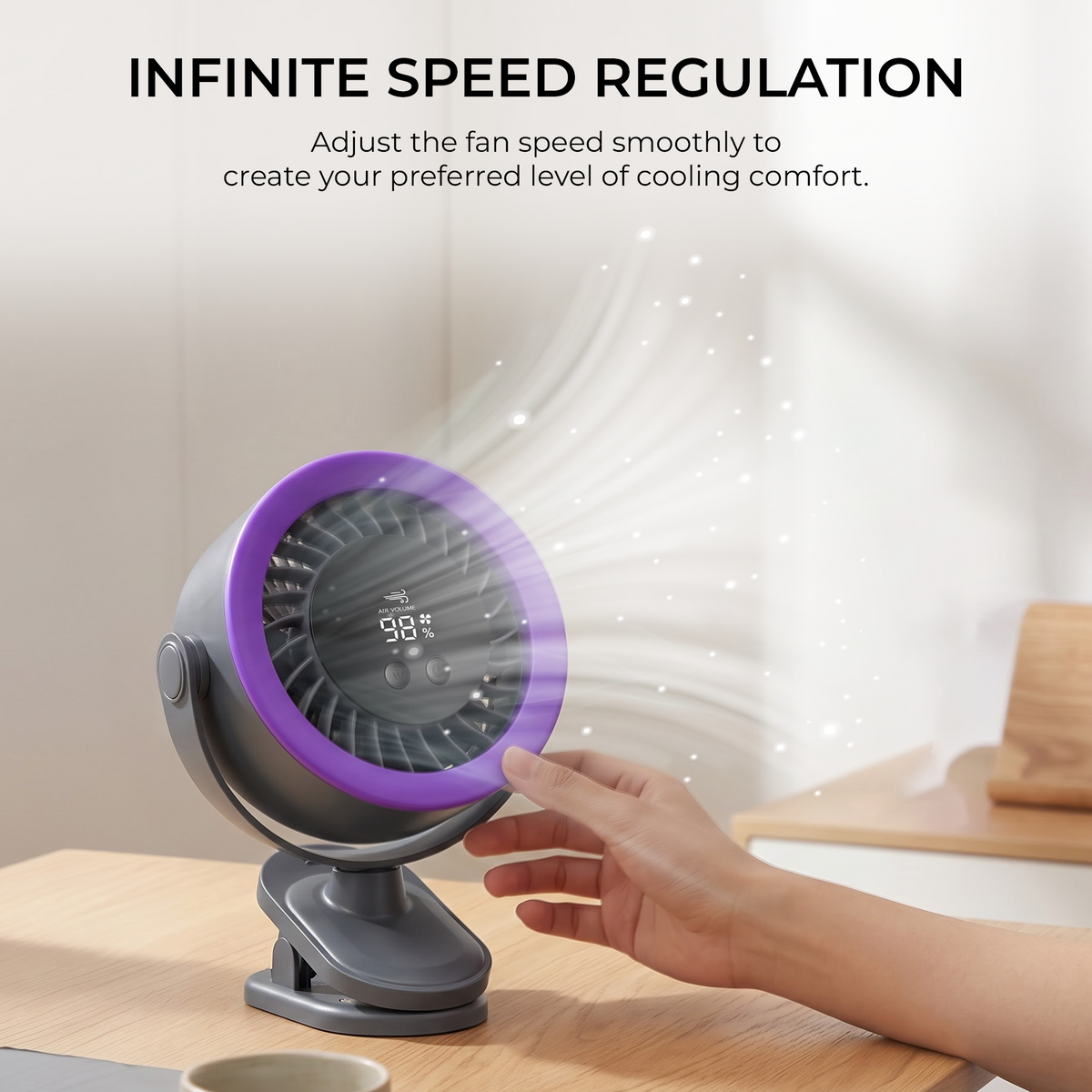 Digitek DPF-02 Portable Rechargeable Desktop Clip Fan, 5 Speed Levels, 360° Adjustable Head, 2000mAh Battery, USB Type-C Fast Charging, LED Battery Indicator, Clip & Desk Fan for Home, Office & Travel