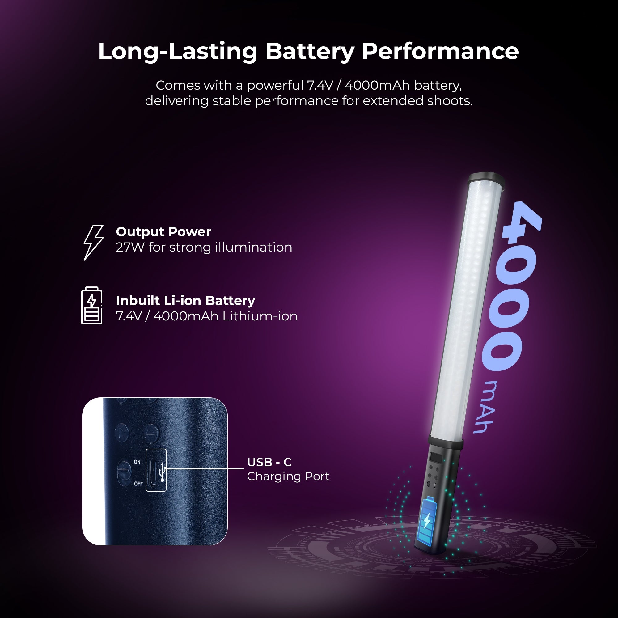 Digitek (DSL 27W RGB) Portable 27W Handheld RGB LED Light Wand