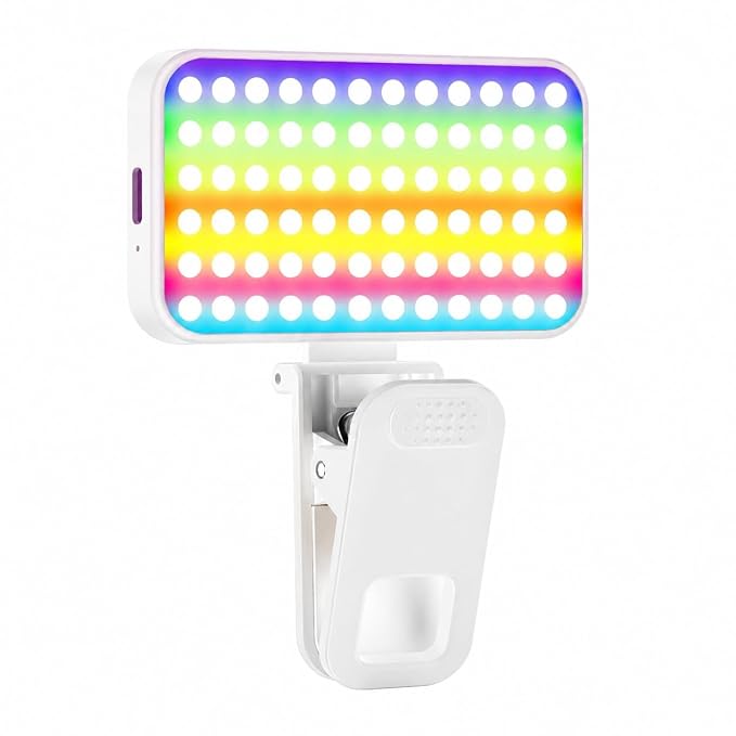 Digitek LED-D3 W RGB Pocket Light, 3W Rechargeable RGB Video Light, 2700K-6500K Adjustable Color Temperature, 32 LED Beads, 23 RGB Effects, 180° Rotation, Type-C Charging for Photography, Vlogging