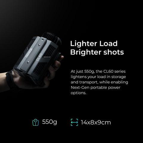 COLBOR CL60 COB Video Light,Power 65W,2700K to 6500K,CRI 97+,Only 550g,Support APP Control