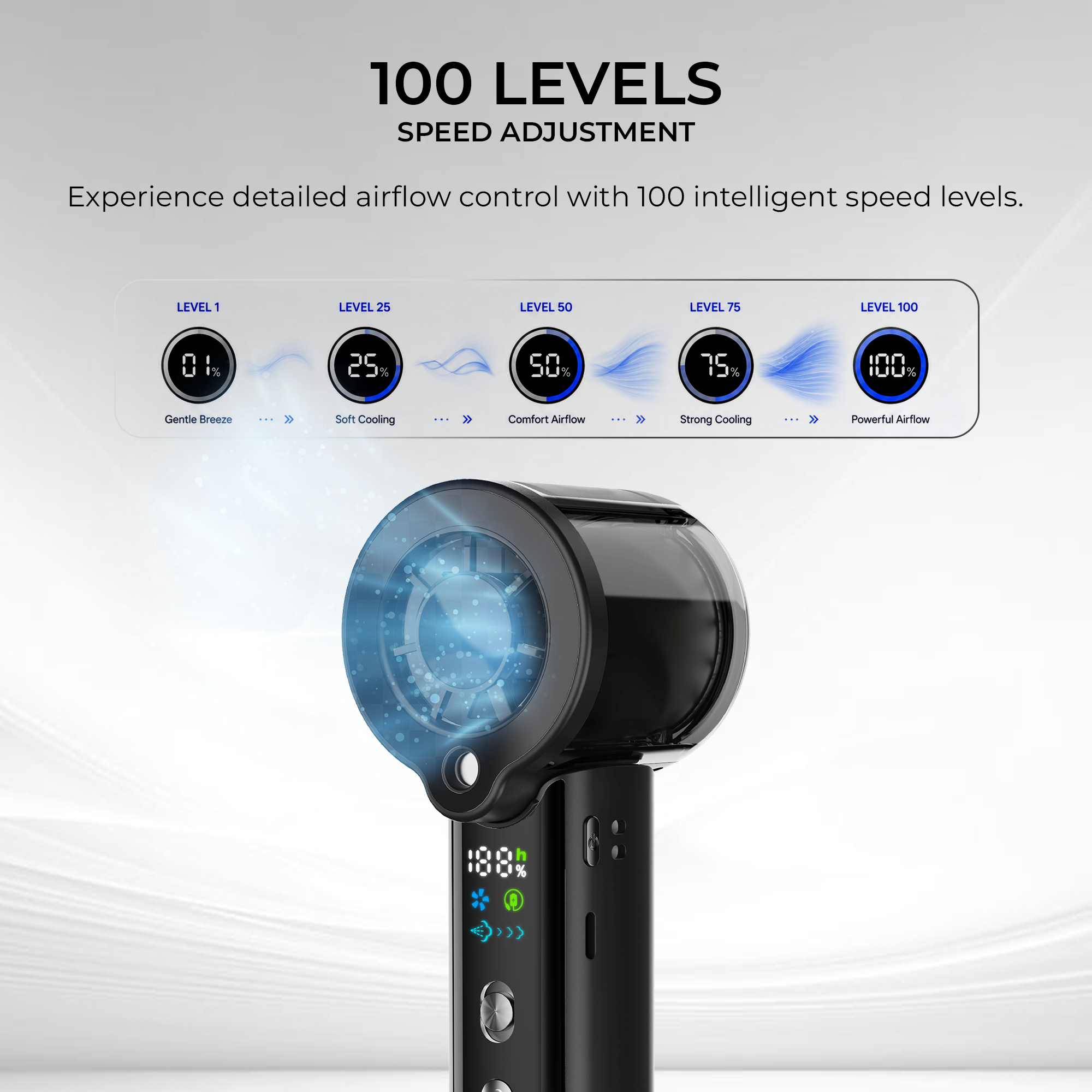 Digitek DFP-FS1 Portable Handheld Spray Fan | 7.5W Powerful Cooling | 100 Stepless Speed Levels | 3000mAh Battery | Nano Mist Spray | USB Type-C Charging, Power Bank Function & LED Display