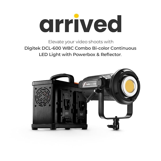 DIGITEK® (DCL-600WBC Combo) 700W Bi Color Continuous LED Video Light with 18CM Reflector & Portable Power Box, AC Power, 2700K-6500K Color Temp Control, 96+ CRI, 63000 Lumen, Ideal for Shooting