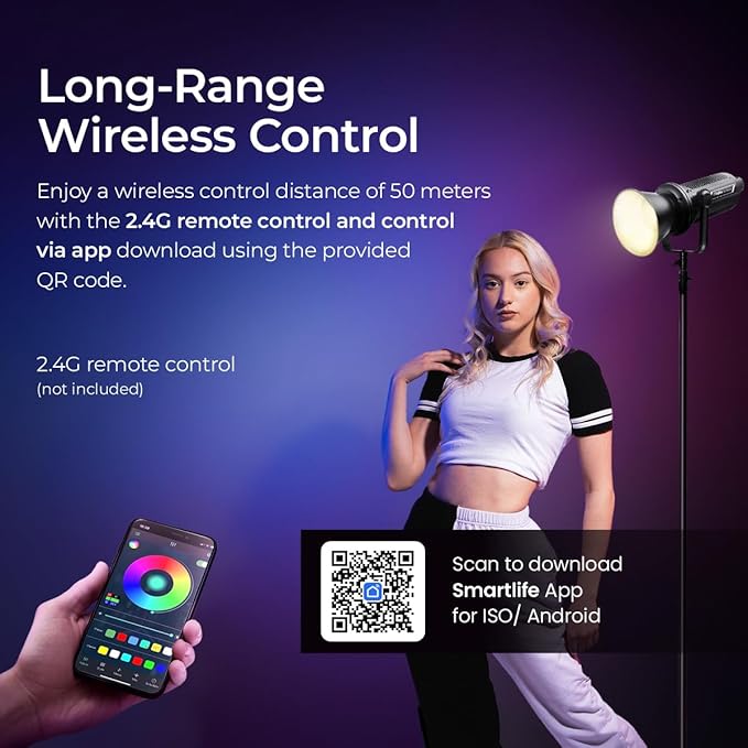 DIGITEK® (DCL-600WBC Combo) 700W Bi Color Continuous LED Video Light with 18CM Reflector & Portable Power Box, AC Power, 2700K-6500K Color Temp Control, 96+ CRI, 63000 Lumen, Ideal for Shooting