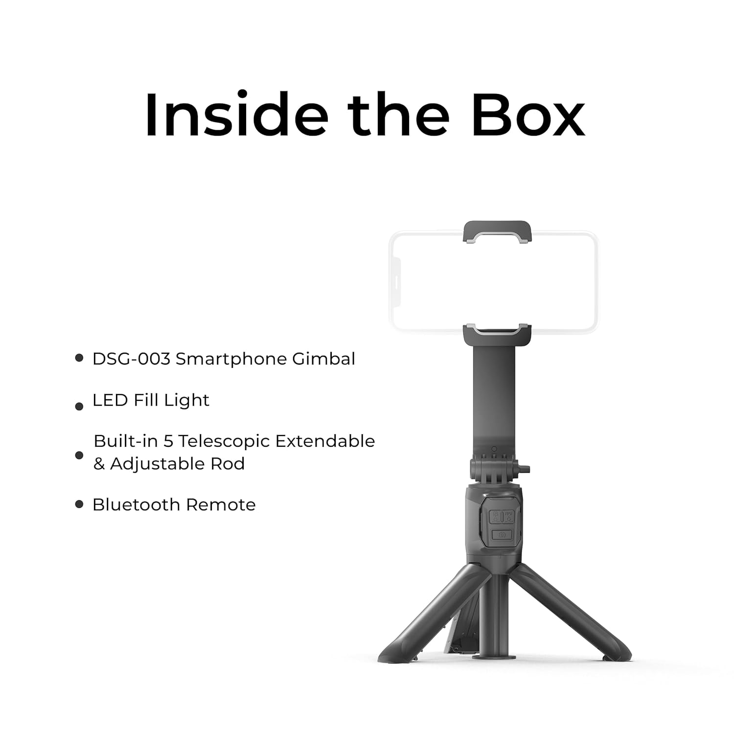 Digitek (DSG 003) Single Axis Foldable Smartphone Gimbal with Built in Extendable Telescopic Rod