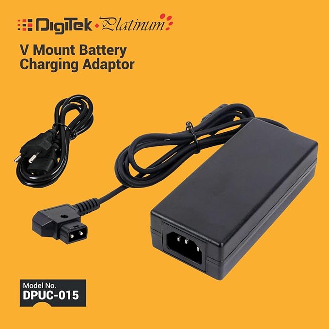 DIGITEK® (DPUC 015) Universal Charging Adapter for V Mount Batteries – 3A Fast Charging, Wide Voltage Input (AC 100-240V), High Output (DC 16.8V) - Black Color