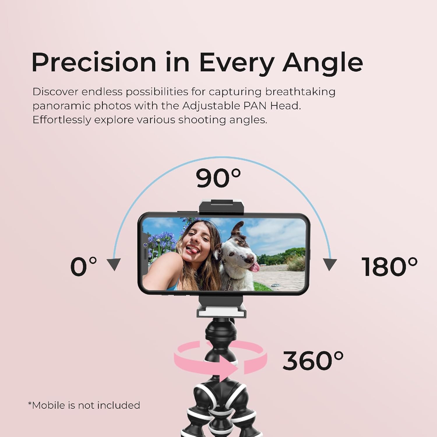 DIGITEK® (DTR 250 GT) 24cm Flexible Gorilla Mini Tripod with Phone Holder & Pan Head, 10 Sections Adjustment, 24cm Max Height, Cutting Edge Design, Reliable Grip, for Smartphones & Action Cameras