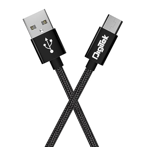 Digitek (DC 1M MU NB BKLPlatinum Nylon Braided Rapid Charge & Data Sync Micro USB Cable ,1 Metre, Black