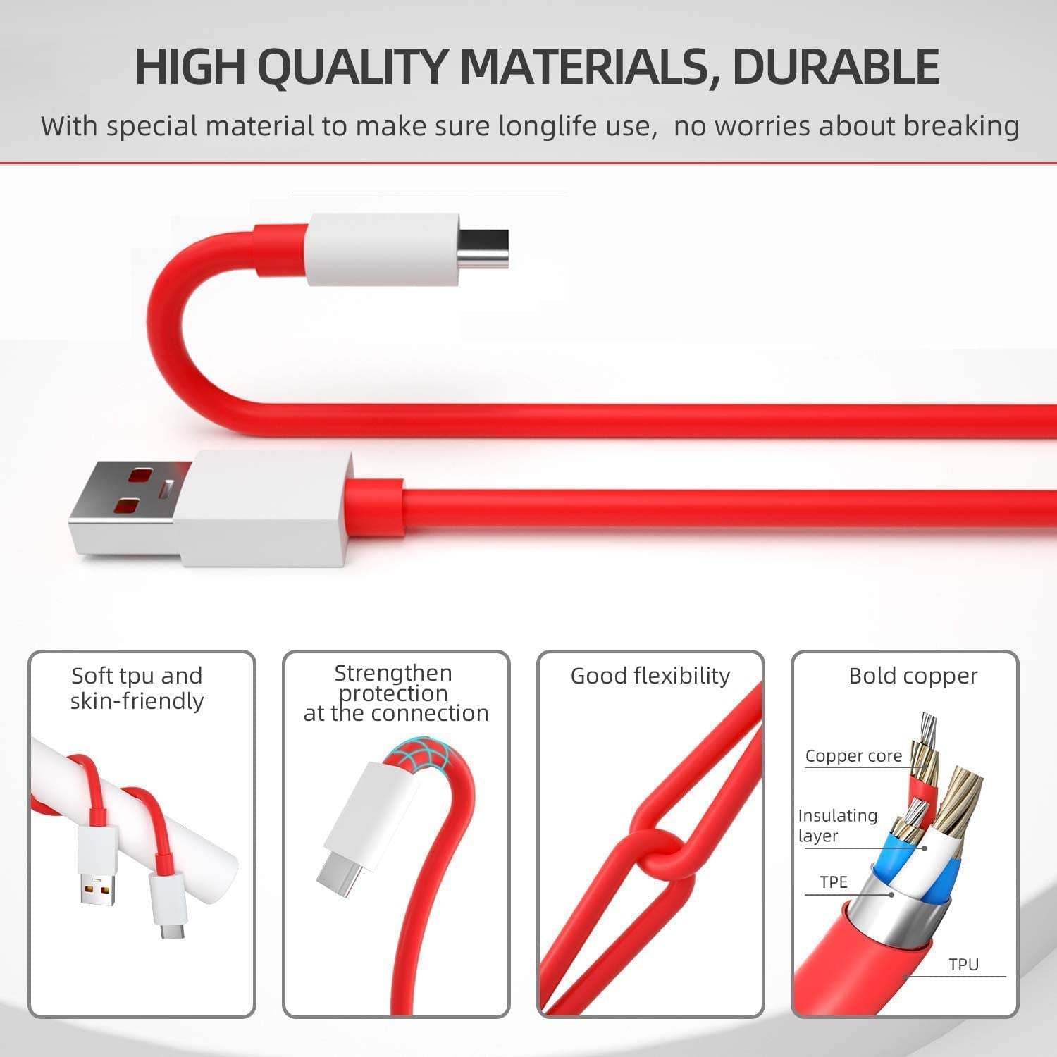 Digitek DC 1M C OP WARP / Dash Charge Type C Data Cable 1 Meter (Color White)