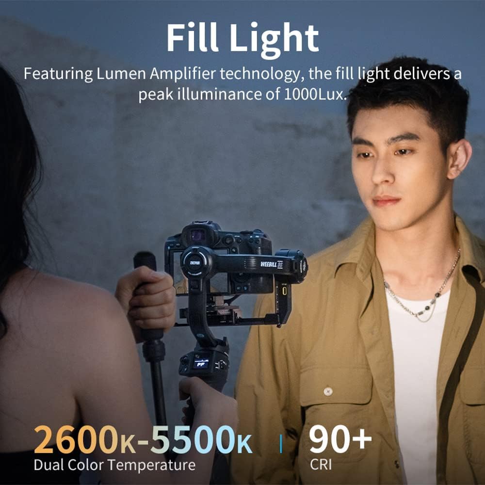 ZHIYUN Weebill 3S 3-Axis Gimbal Stabilizer for DSLR and Mirrorless Camera Compatible with Sony Nikon Canon Panasonic Lumix Extendable Sling Grip Integrated Fill Light Pd Fast Charge-Multicolor