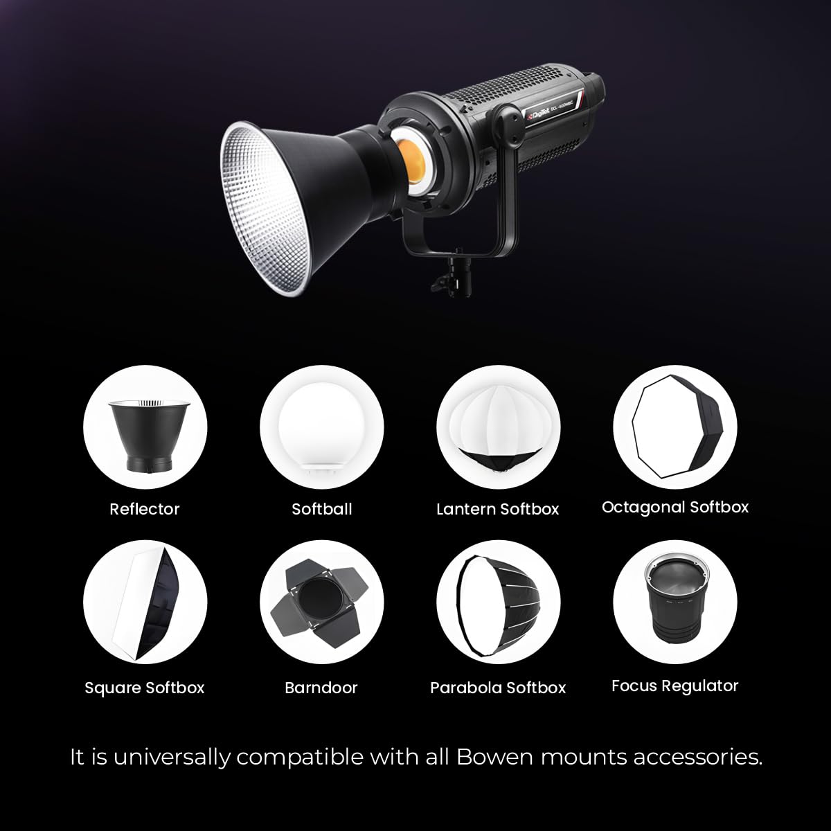 DIGITEK® (DCL-600WBC Combo) 700W Bi Color Continuous LED Video Light with 18CM Reflector & Portable Power Box, AC Power, 2700K-6500K Color Temp Control, 96+ CRI, 63000 Lumen, Ideal for Shooting
