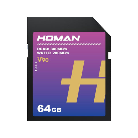 HOMAN UHS-II SD Card (V90) 64GB fit for Any Environmental Temperature from -10 Degree to 70 Degree Celsius with 5 Year Warranty & Recovery