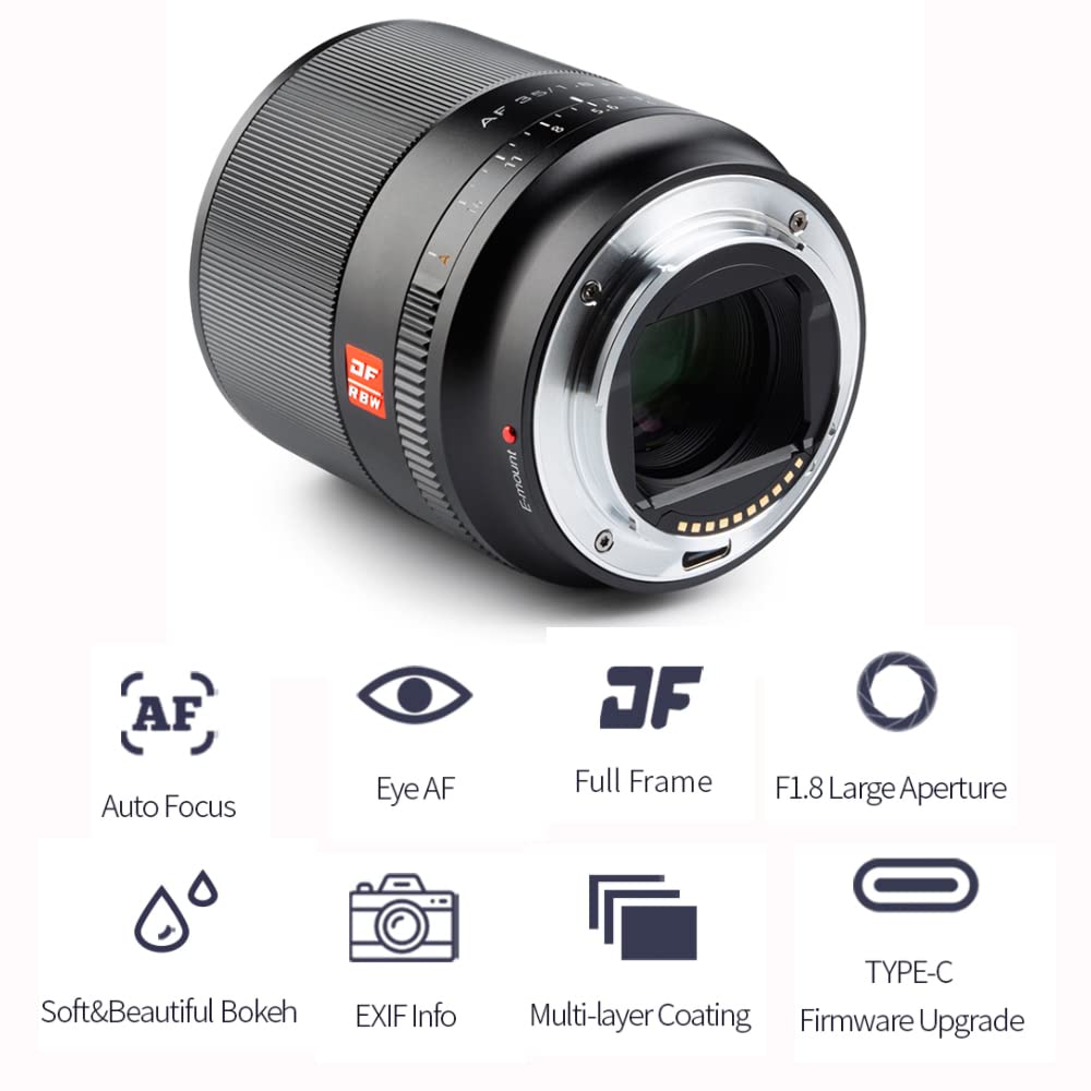 VILTROX 35mm f/1.8 F1.8 STM Auto Focus Full Frame Large Aperture Lens for Sony E-Mount Cameras A7II A7III A7RIII A7SIII A7II A7RIV A9 A6600 A6500 A6400 A6300 A6100 A6000 A5100 A7III A7RIII