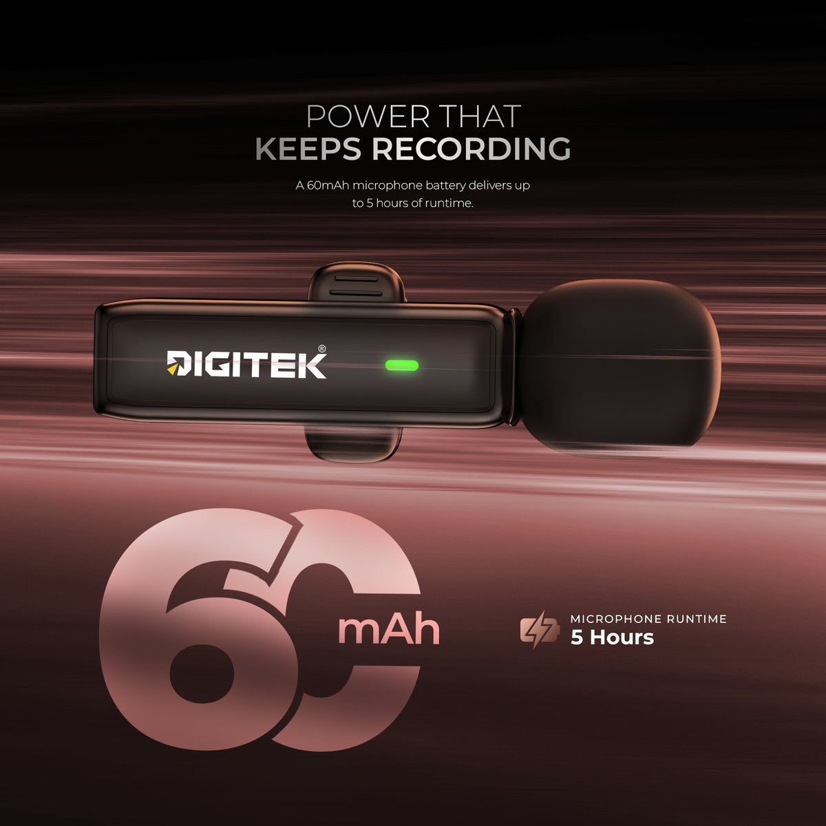 Digitek DWM-302 Wireless Microphone System for iPhone with Lightning Port, 2.4GHz Wireless Lavalier Mic, ENC Noise Reduction, Plug & Play, Up to 30m Range, 5 Hours Battery, Ideal for Vlogging, Live Streaming & Interviews