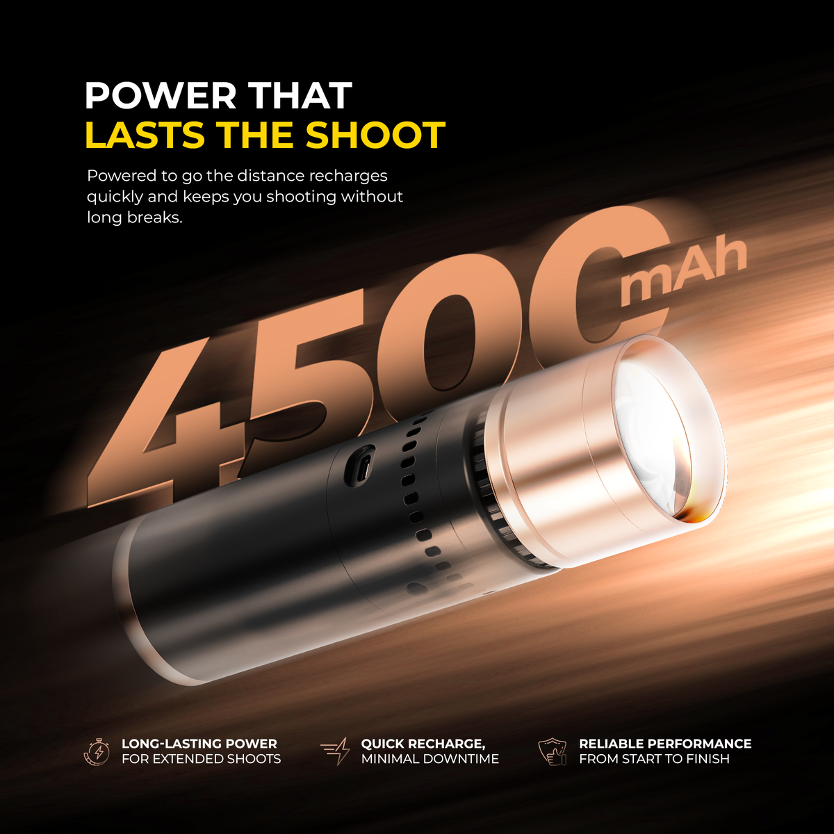 Digitek DS-32 WTP Photography Optical Snoot Light 32W, 4500mAh Battery, CRI 95+, 4 Color Light Modes, 20 Projection Gobos, 1-100% Dimming, Type-C Fast Charging, Creative Photography Lighting