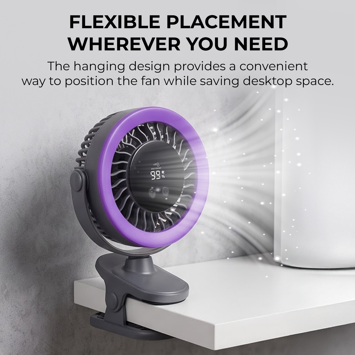 Digitek DPF-02 Portable Rechargeable Desktop Clip Fan, 5 Speed Levels, 360° Adjustable Head, 2000mAh Battery, USB Type-C Fast Charging, LED Battery Indicator, Clip & Desk Fan for Home, Office & Travel