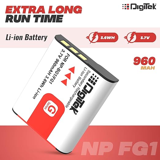 Digitek (NP-BG1) Lithium-ion Rechargeable Battery for Sony Cyber Shot Digital Camera | Compatibility - W80, W100, W130. W70, W30, and W55