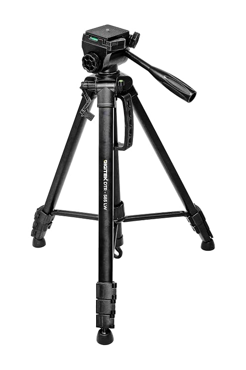 Digitek DTR-585 LW Heavy Duty Tripod Stand for DSLR Camera & Mobile, 1800mm Height, 6kg Load Capacity, 3-Way Pan Head, 360° Rotation, 4-Section Aluminium Tripod with Mobile Holder & Carry Bag