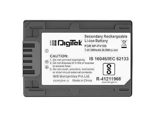 Digitek (NP FV100) 3900mAh Extra Power Secondary Rechargeable Li-ion Camera Battery for Sony FDR-AX53,FDR-AX700,HDR-CX455,HDR-CX675,DCR-SR21,DCR-SR60,DCR-SR68,DCR-SR88 Camera