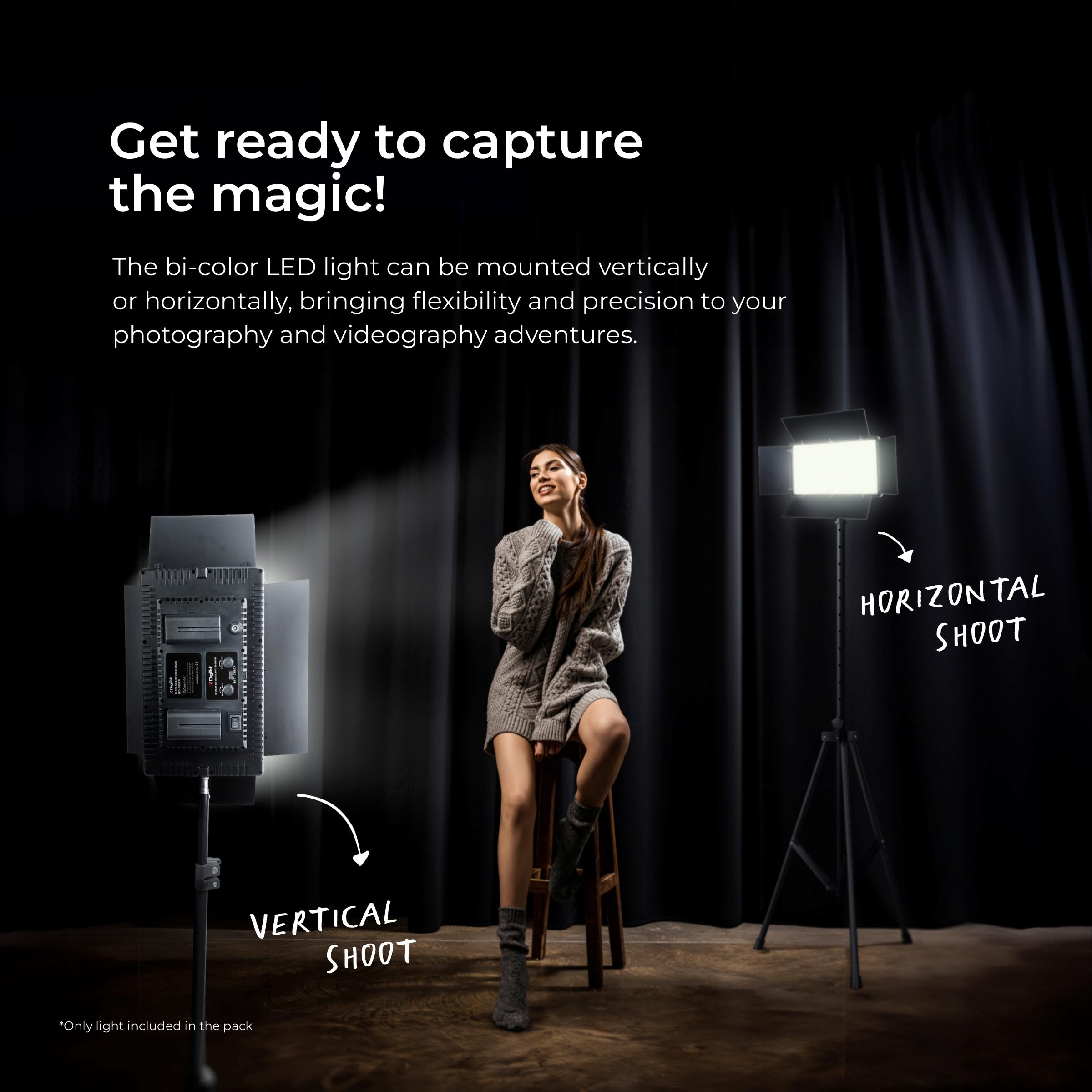 Digitek D800 BI Bi-Color Video Light Panel Ultra Slim New Designed LED Light Panel, Sleek and Easy to Carry Ideal for Wedding Shoot & Outdoor Shoot & More (Battery Not Included)