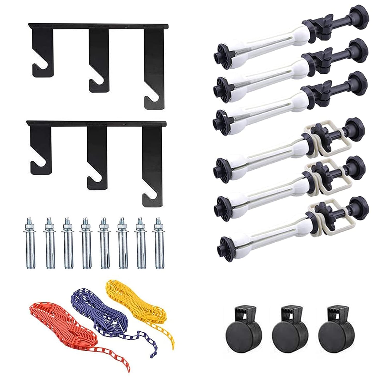 Digitek Photography Backdrop Wall Mount 3 Roller Support System, Manual Photo Background Ceiling Holder, Including 2 Tri-fold Hooks, 6 Expand Bars, 3 Chains, for Home Studio Live Stream Game Video