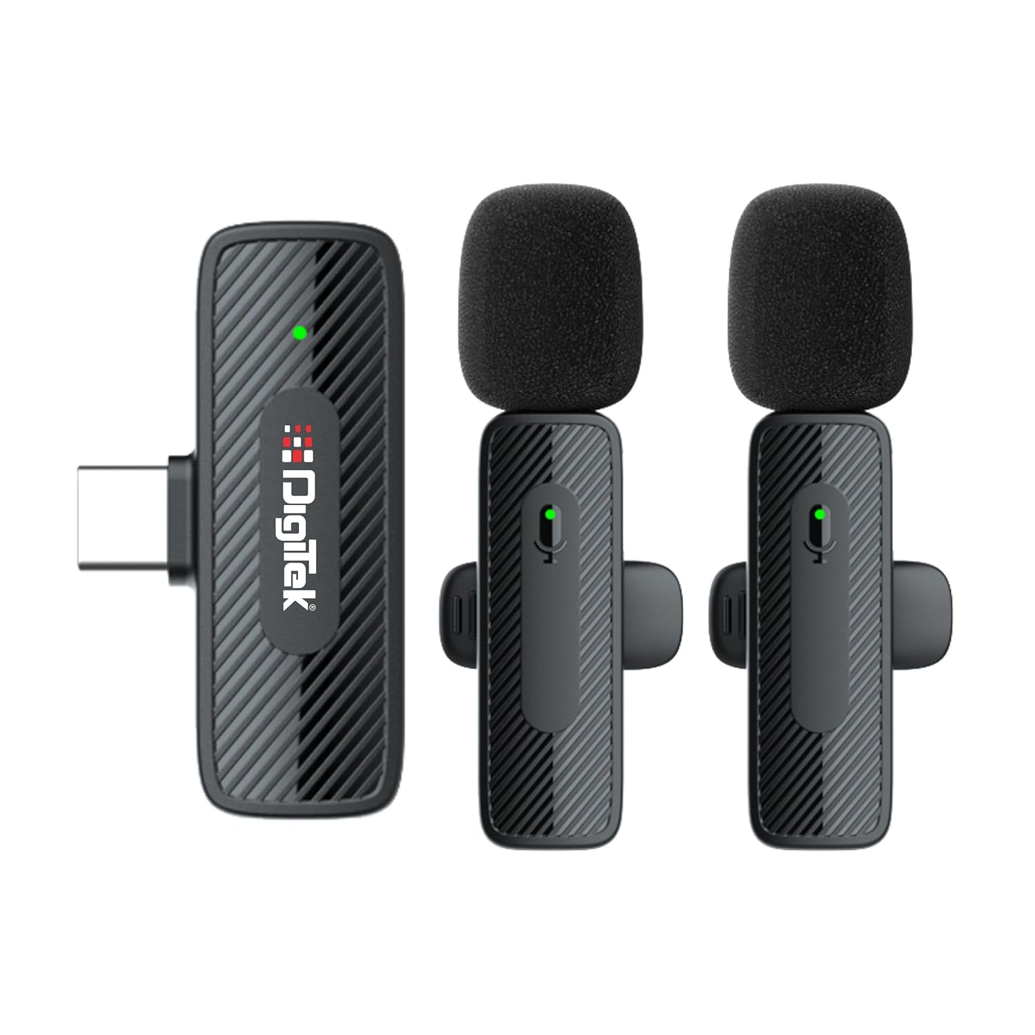 Digitek® (DWM-008 PRO) Wireless Microphone & Receiver with Type-C Connector, 2x Mic System, 2.4GHz Frequency, 4Hr Battery, 20m Range, For Android Devices, Ideal for Voice Recording, & Live Streaming