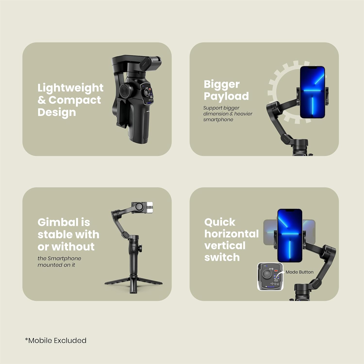 Digitek (DSG-009F) 3 Axis Foldabe Smartphone Gimbal with Built in Extandable Telescopic Rod