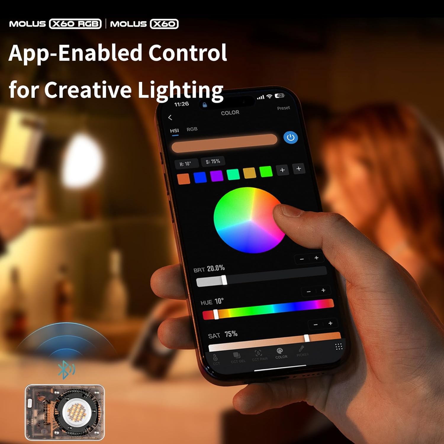 ZHIYUN RGB Video Light Molus X60 RGB Pro [Official] 60W with 2 * 2500mAh Battery and Mini Softbox, LED Photography Lighting 2700K to 6500K Dimmable, CRI 95, TLCI 98, for Streaming YouTube TikTok
