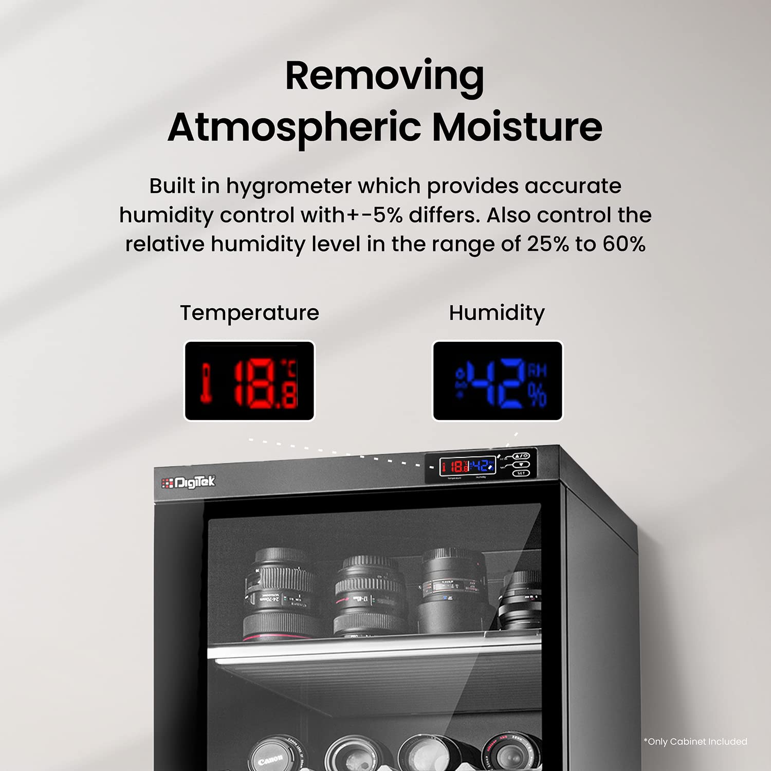 Digitek DS 165S 165 Liters Capacity Digital Display Dry Cabinet with Humidity Controller (Black)