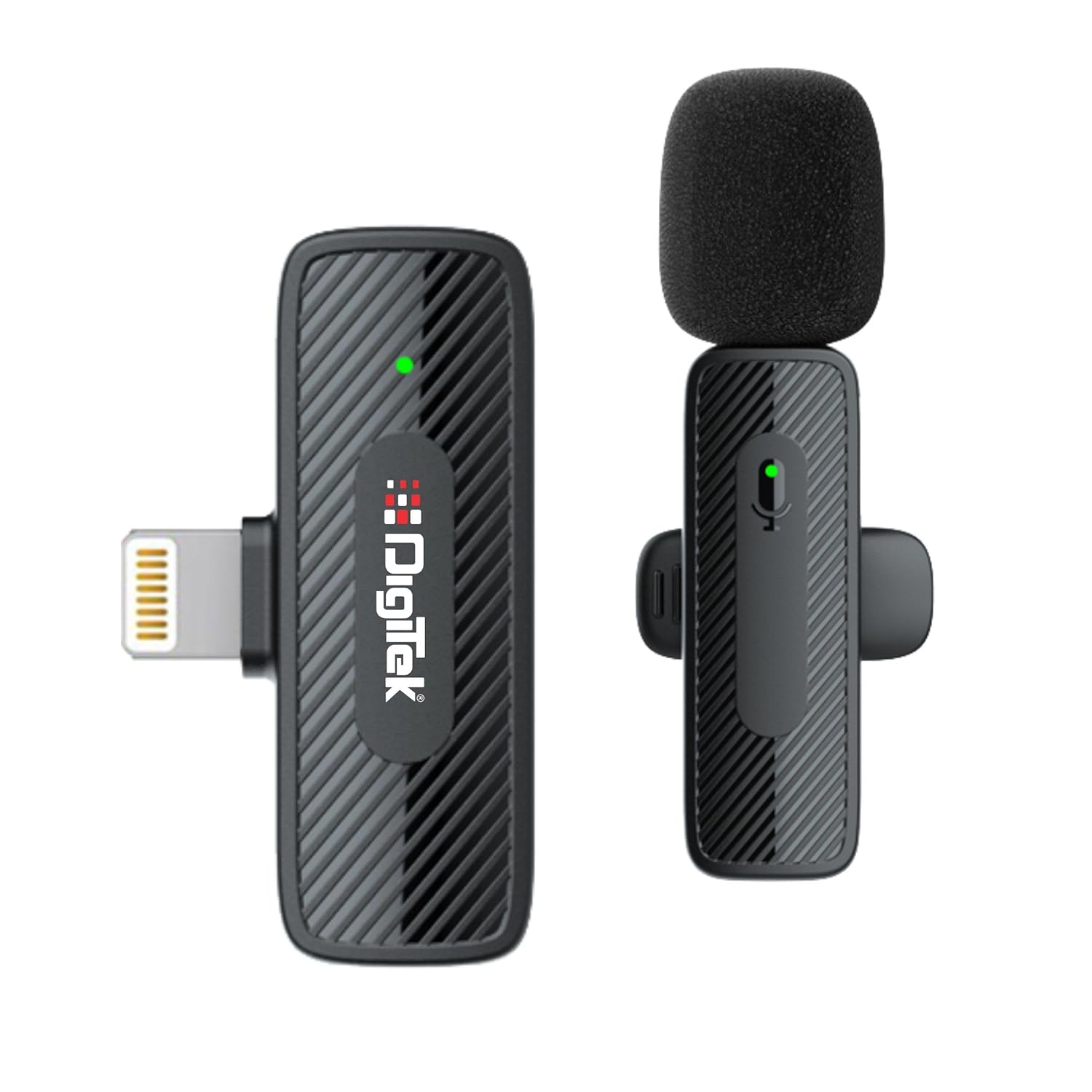 Digitek® (DWM-007 PRO) Wireless Microphone & Receiver with Lightning Connector, 2.4GHz Frequency, 4Hr Battery, 20m Range, Compatible with iPhone & iPad, For Voice Recording, Interview & Live Streaming