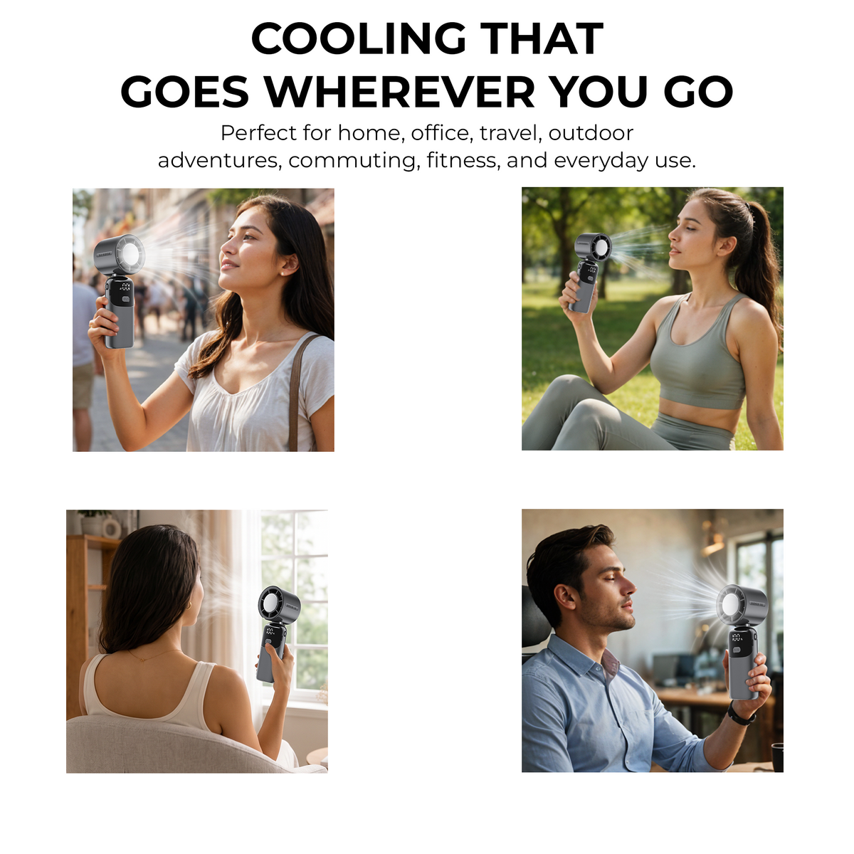 Digitek DFP-S19 Portable Handheld Fan | 5W Powerful Wind | 100 Stepless Speed Levels | 1800mAh Rechargeable Battery | LED Display | USB Type-C Charging | Foldable Handheld, Desktop & Hanging Mini Fan Grey