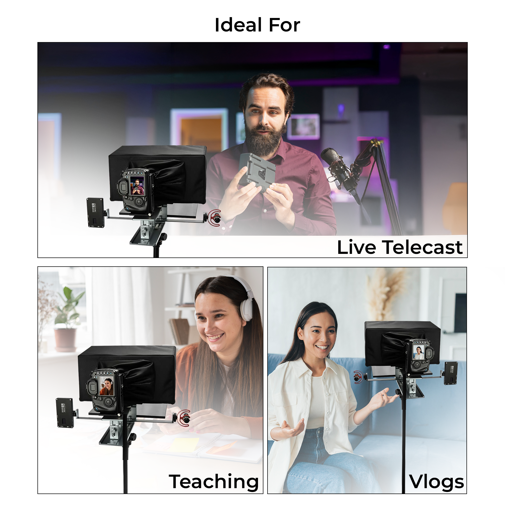 Digitek (DTP-016) 16” Digitek Teleprompter for Smartphone & DSLR Supports w/Remote Control, APP Compatible with iOS & Android System for Video Creator