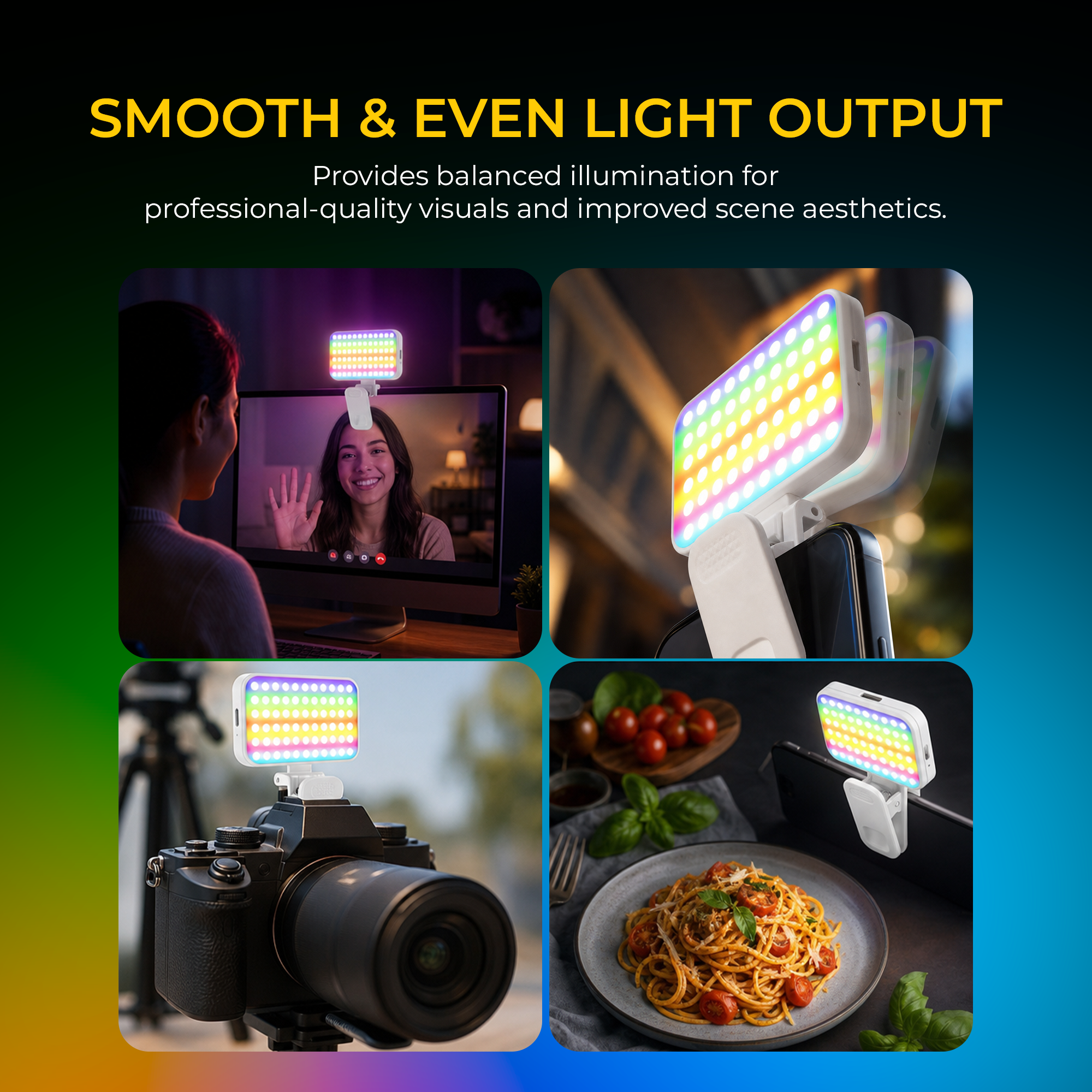Digitek LED-D3W RGB Pocket Light, 3W Rechargeable RGB Video Light, 2700K-6500K Adjustable Color Temperature, 32 LED Beads, 23 RGB Effects, 180° Rotation, Type-C Charging for Photography, Vlogging