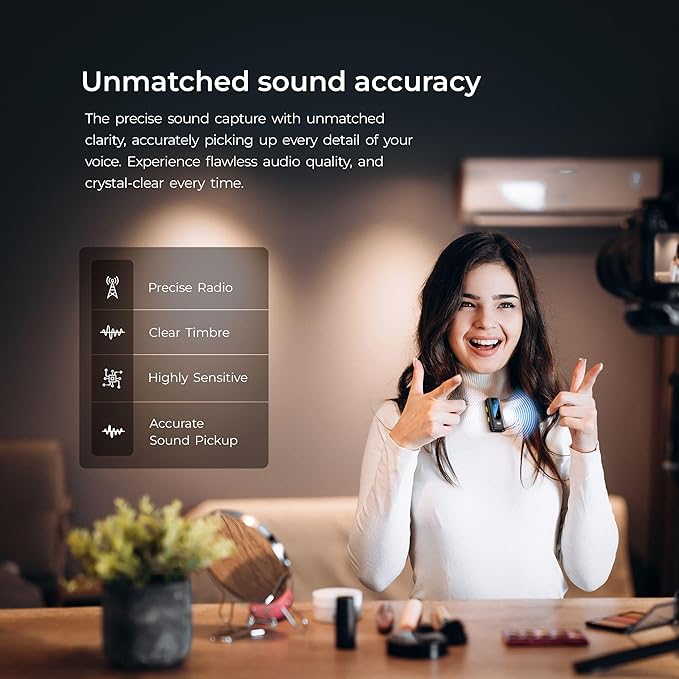 Digitek (DWM 112) 2-in-1 Wireless Microphone System, 50M Range, Noise Reduction, 7Hrs Run Time, 2.4G, Type C to Lightning, for Android / iOS, Seamless Audio Recording, Vlogging, YouTube & More
