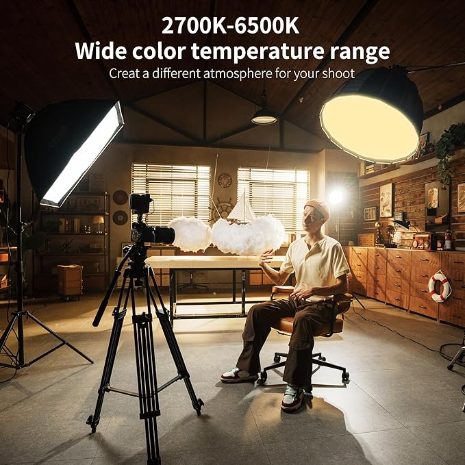 ZHIYUN Molus B300[Official] 300W Video Light, COB LED Video Light with Bowens Mount, Two-Tone Studio Light, 63200LUX/1M/2700K-6500K/ CRI ≥95/ TLCI ≥97/ APP Control, 13 Bright Effects