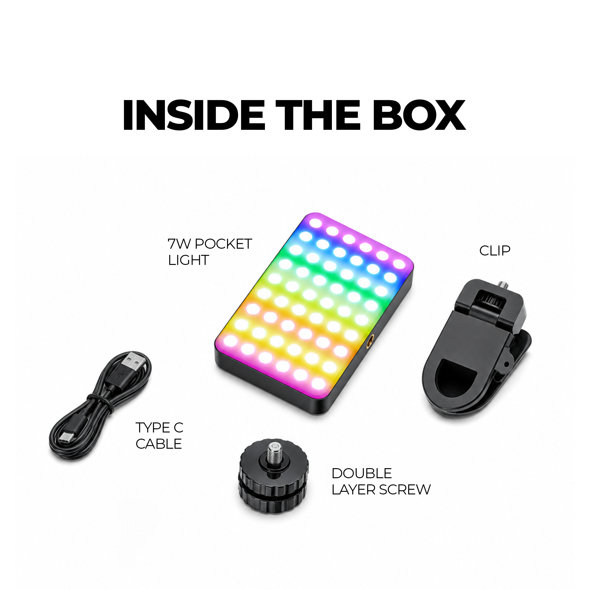 Digitek LED-D7W RGB Video Light, 7W Portable LED Pocket Light, 2700K–6500K + RGB, 16 RGB FX Modes, 138 LED Beads, 1800mAh Battery, Type-C Charging, 1/4" Screw & Cold Shoe Mount for Camera & Smartphone