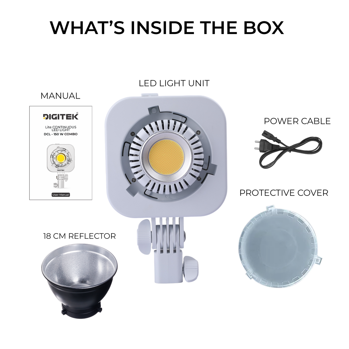 Digitek Lite DCL-150 W Combo Bi-Color COB LED Video Light, 150W Continuous Studio Light, 2700K-6500K, CRI 95+, Bowens Mount, App Control, Reflector for Photography, Videography & Live Streaming