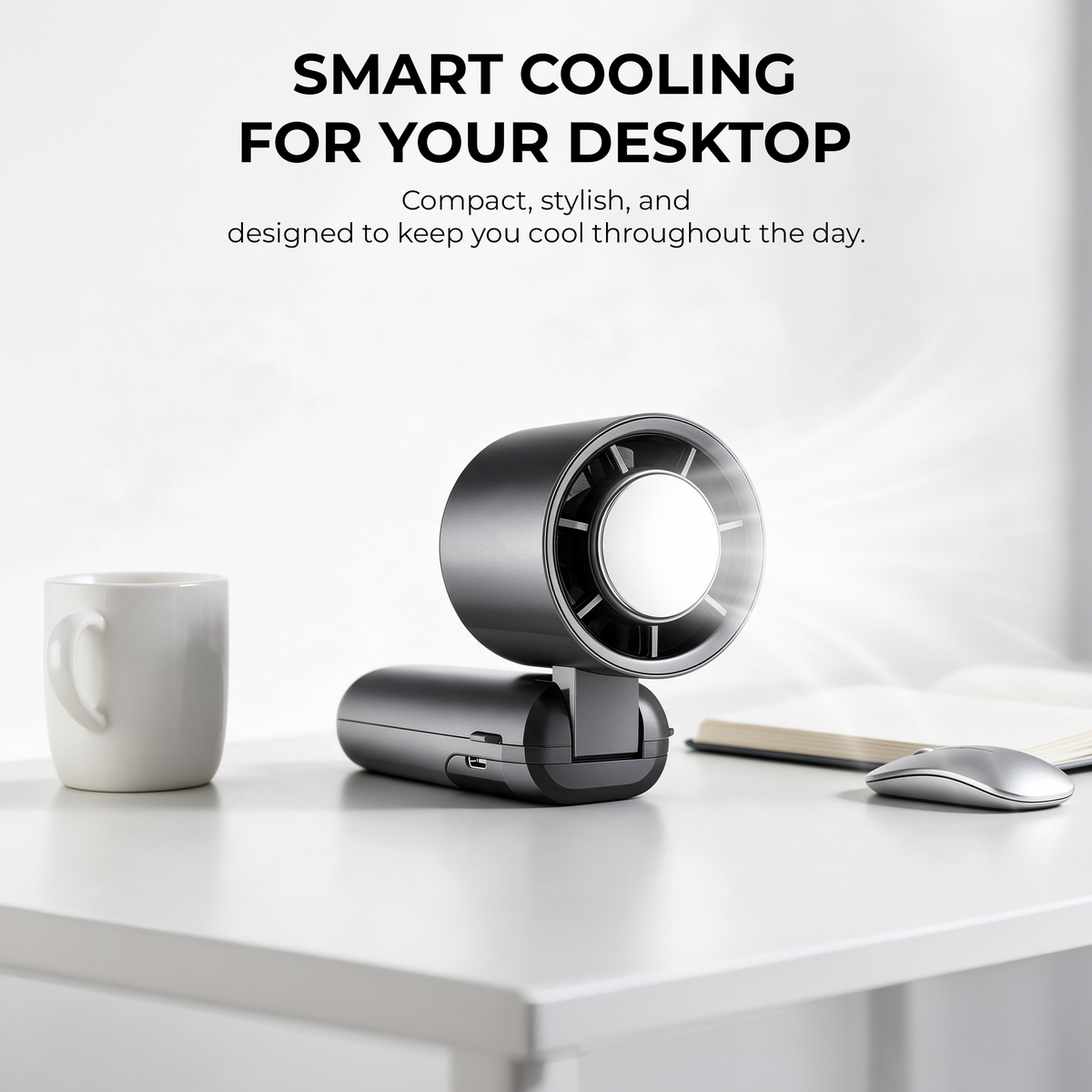 Digitek DFP-S19 Portable Handheld Fan | 5W Powerful Wind | 100 Stepless Speed Levels | 1800mAh Rechargeable Battery | LED Display | USB Type-C Charging | Foldable Handheld, Desktop & Hanging Mini Fan Grey