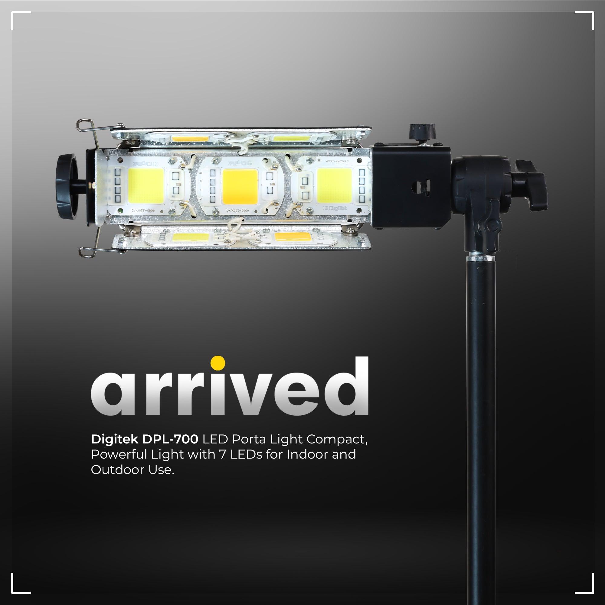 Digitek (DPL 700) Porta Light with 7 COB LED Warm White Light for Low Power Consumption for Camera Lighting in Photography & Video Shoot