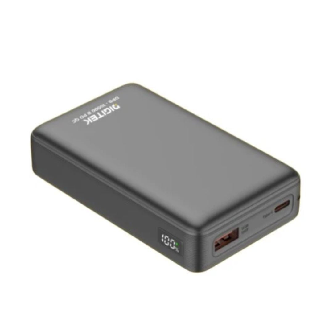 Digitek DPB-10000 B PD QC 10000mAh Power Bank with LCD Display, 20W PD & 22.5W QC Fast Charging, USB-C Input/Output, USB-A Output, Li-Polymer Battery, Portable Fast Charger for Smartphones, Tablets & More