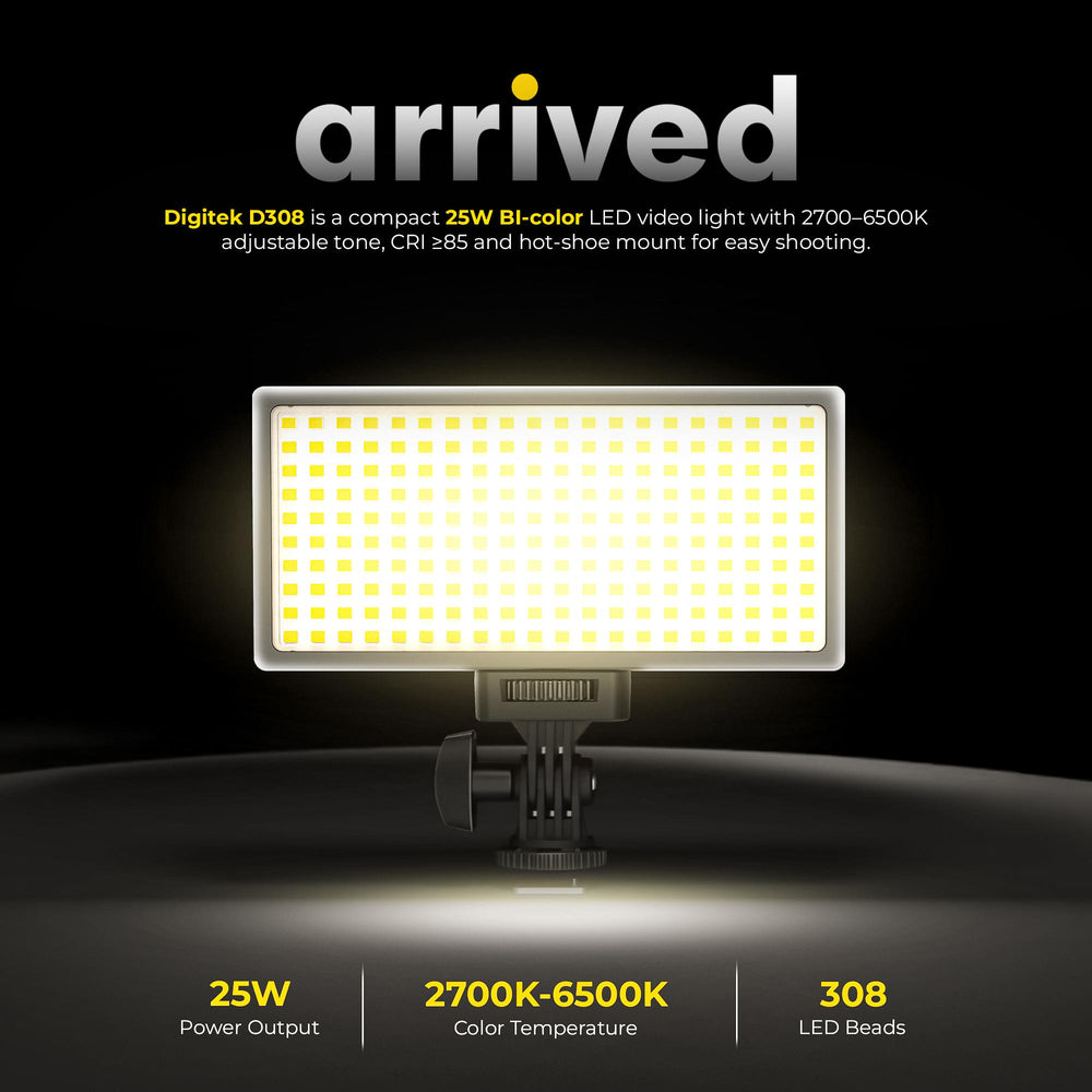 Digitek (LED-D308) 25W Bi-Color LED Video Light with Hot Shoe Mount, 2
