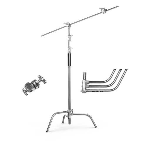 Digitek Heavy Duty Light Stand C-Stand - Max. 10 Feet/3 Meters Adjustable with 3.5 Feet Holding Arm and Grip Head for Studio Video Reflector, Monolight and Other Photographic Equipment (Black)