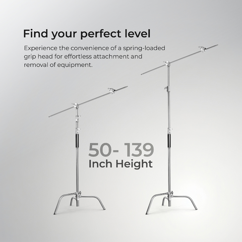Digitek Heavy Duty Light Stand C-Stand - Max. 10 Feet/3 Meters Adjustable with 3.5 Feet Holding Arm and Grip Head for Studio Video Reflector, Monolight and Other Photographic Equipment (Black)