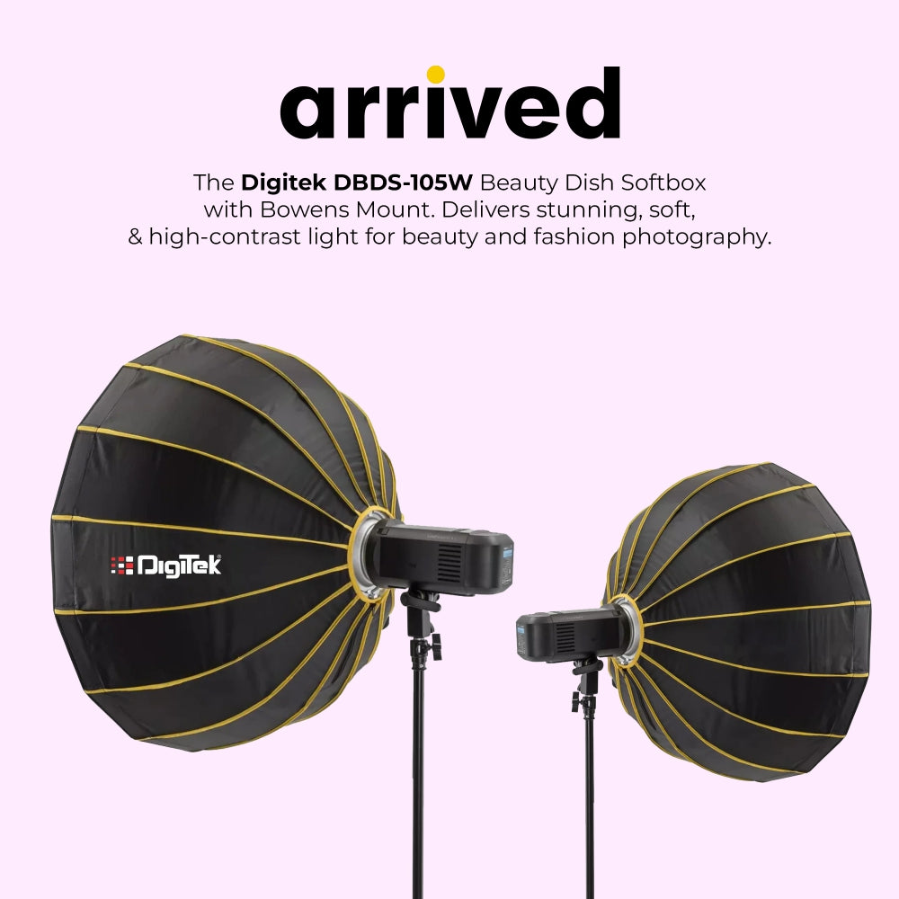 Digitek DBDS-105W 105cm Beauty Dish Softbox (White), Collapsible, Transportable, Lightweight Bowen Mount for Photography & Studio Lighting with Removable Diffuser